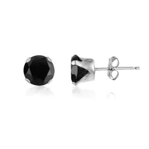 White Gold Plated 8MM Round 6.92 CT CZ Stud Earrings Image 1