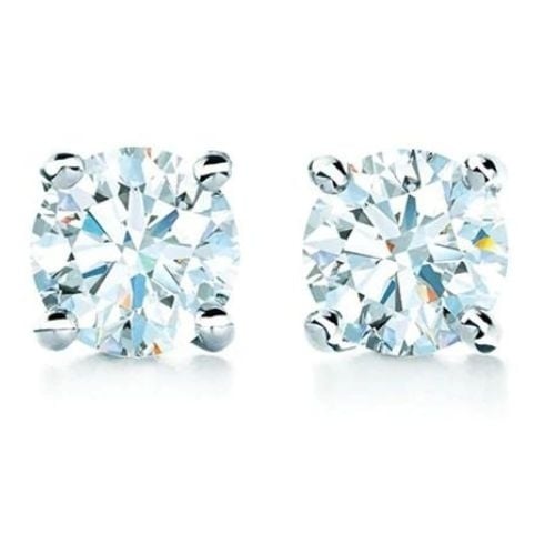 Rhodium Plated 5mm Round CZ Stud Earrings Image 1