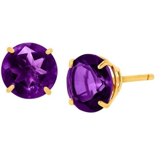 10k Yellow Gold Plated 1-2 Carat Round Created Amethyst Sapphire Stud Earrings Image 1