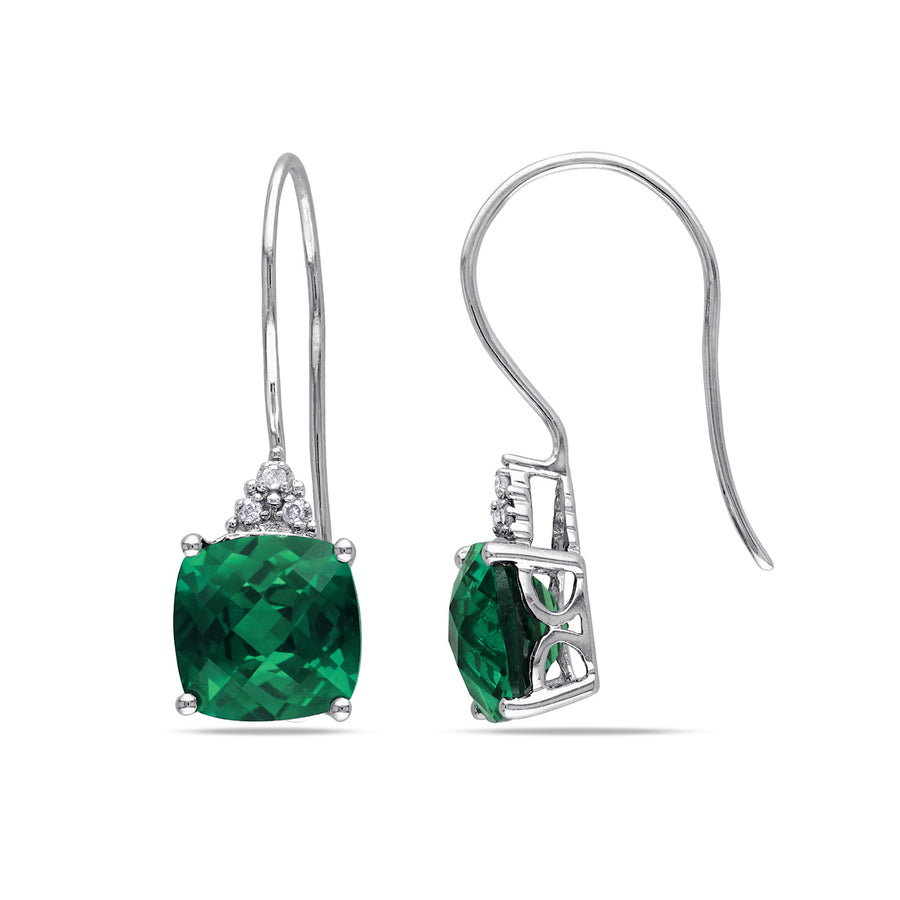 5.40 Carat (ctw) Lab-Created Emerald Earrings in 10K White Gold Image 1