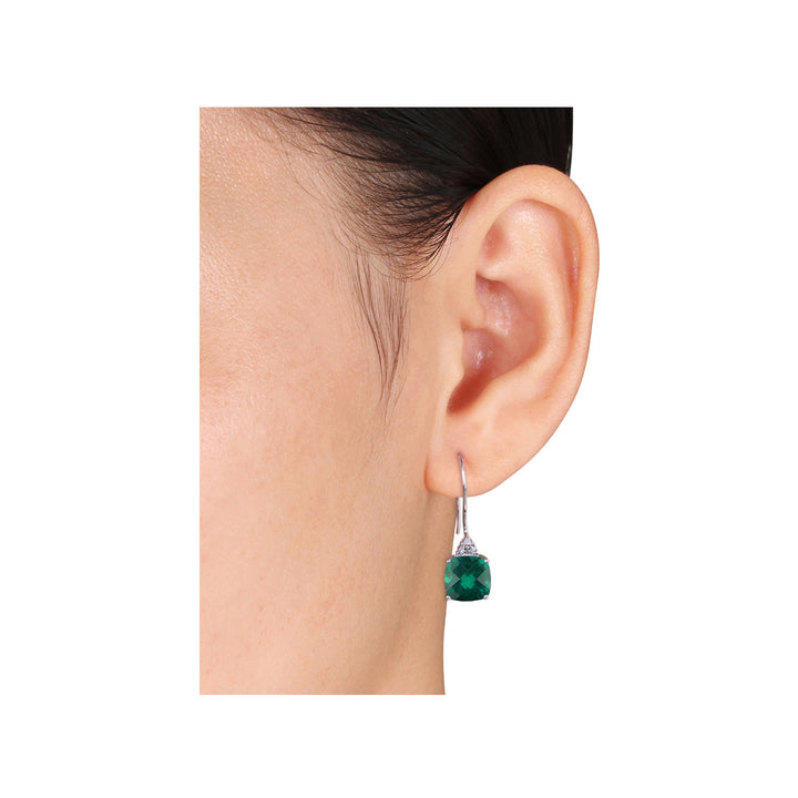 5.40 Carat (ctw) Lab-Created Emerald Earrings in 10K White Gold Image 3