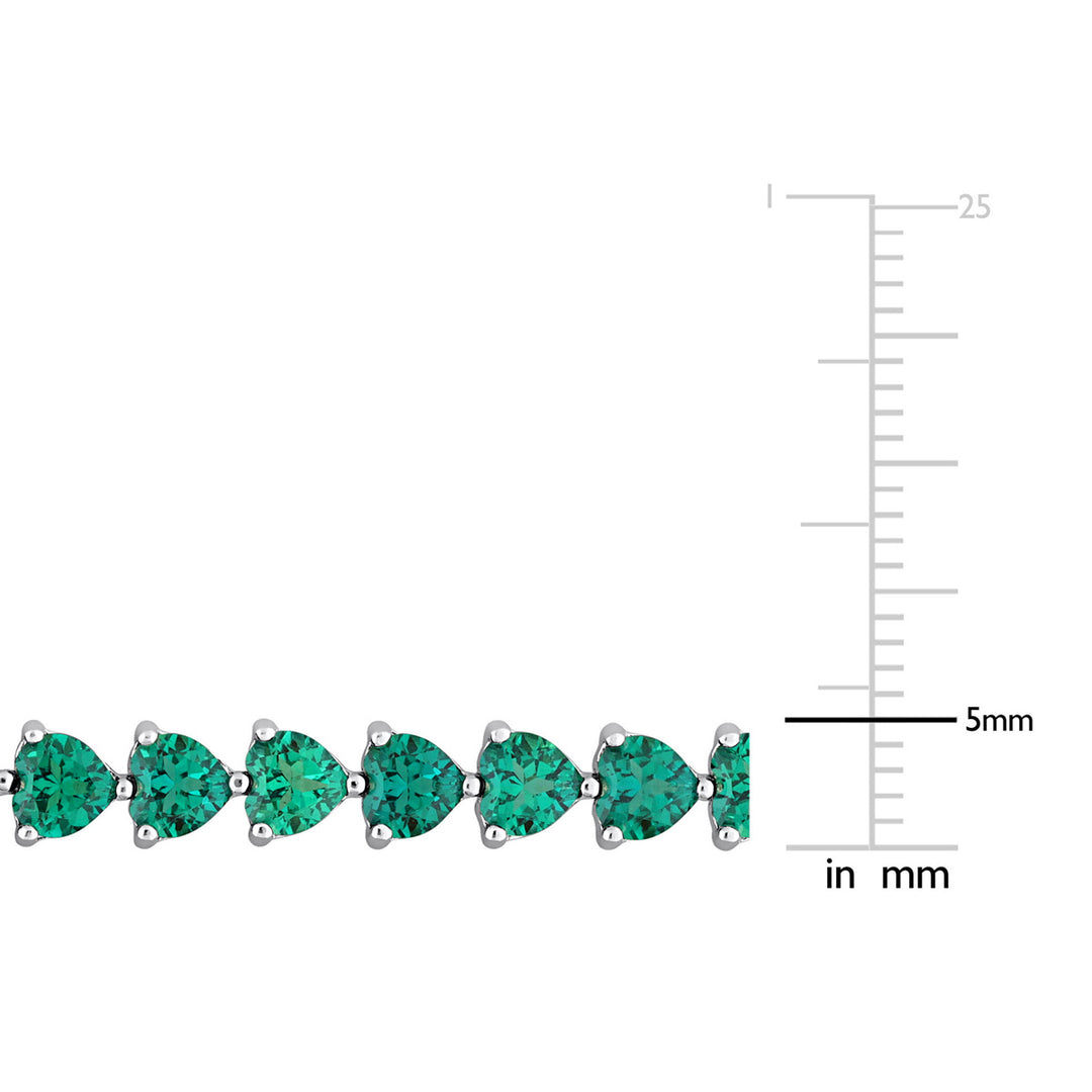 9.40 Carat (ctw) Lab-Created Emerald Heart Bracelet in Sterling Silver (7.50 Inches) Image 4