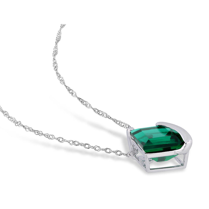 2.50 Carat (ctw) Lab-Created Emerald Solitaire Pendant Necklace in 10K White Gold with Chain Image 3