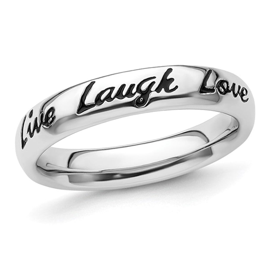 Sterling Silver Enameled Live Laugh Love Band Ring Image 1