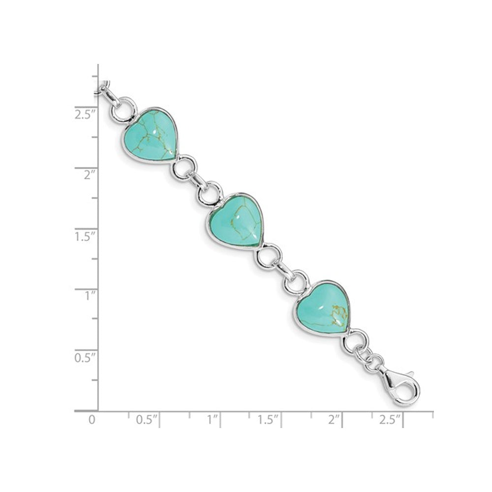 Sterling Silver Heart-shaped Turquoise Bracelet (7.00 Inches) Image 3