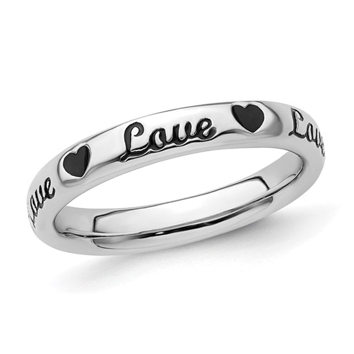 Sterling Silver Enameled Love Heart Band Ring Image 1