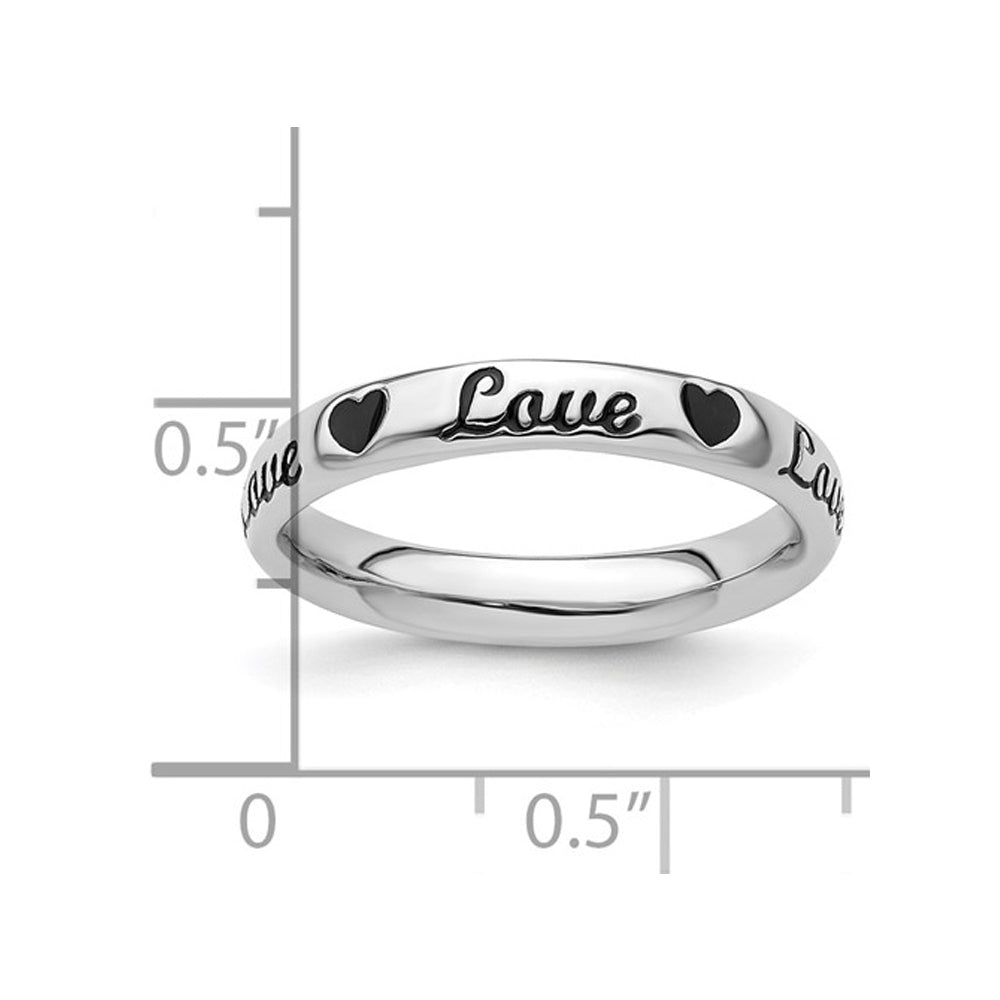 Sterling Silver Enameled Love Heart Band Ring Image 3