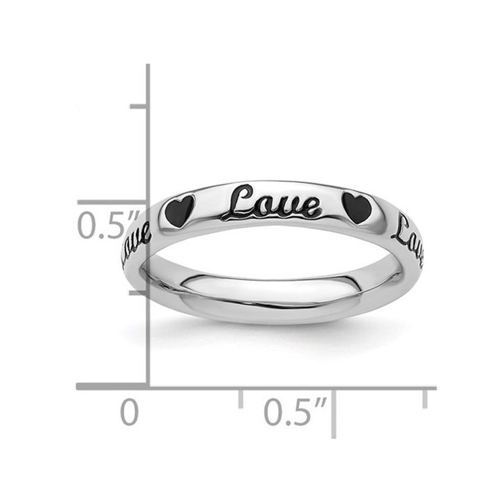 Sterling Silver Enameled Love Heart Band Ring Image 3