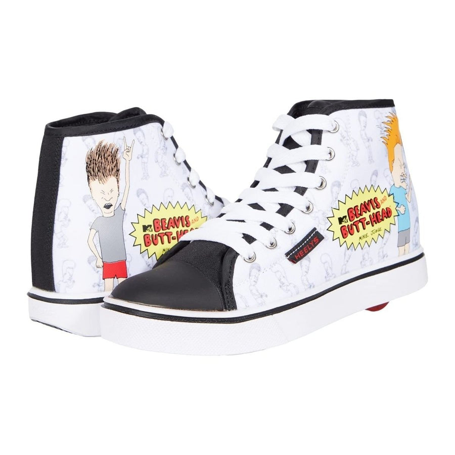 HEELYS Unisex Child Wheeled Shoes Beavis and Butthead White Black Size 4-7 Image 1