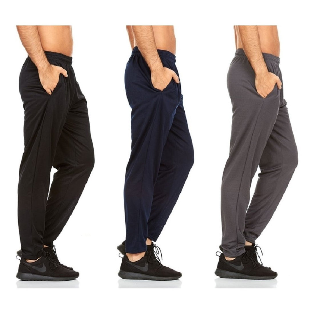 DARESAY Mens Joggers- Quick-Dry Mens Jogging PantsElastic Waist With Two Side PocketsAthleticActive Pants for Men3-Pack. Image 2