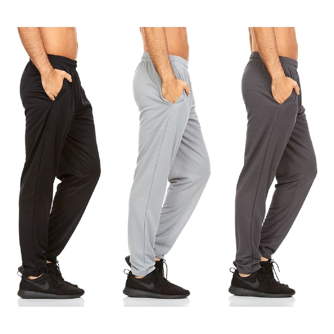 DARESAY Mens Joggers Quick-Dry Athletic Pants 3-Pack Elastic Waist with Pockets Image 1