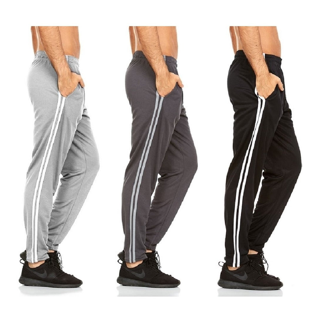 DARESAY Mens Joggers Quick-Dry Athletic Pants 3-Pack Elastic Waist with Pockets Image 1