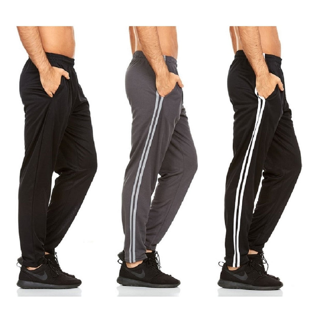 DARESAY Mens Joggers Quick-Dry Athletic Pants 3-Pack Elastic Waist with Pockets Image 9