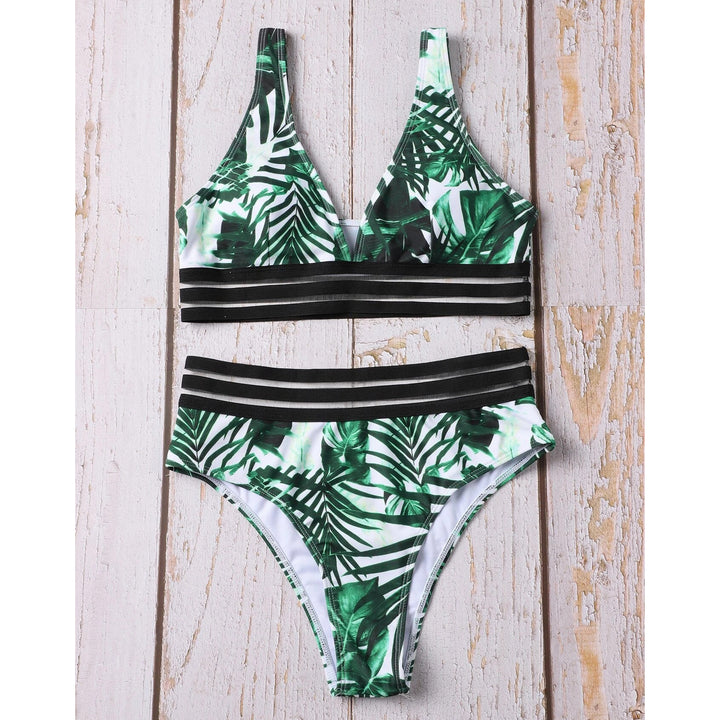 Tropical High Waisted Bikini Swimsuit Image 3