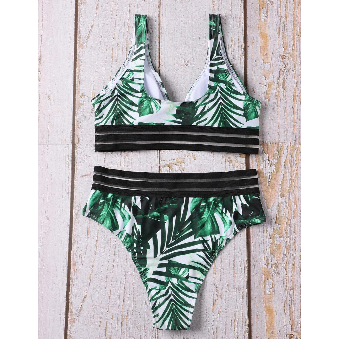 Tropical High Waisted Bikini Swimsuit Image 4