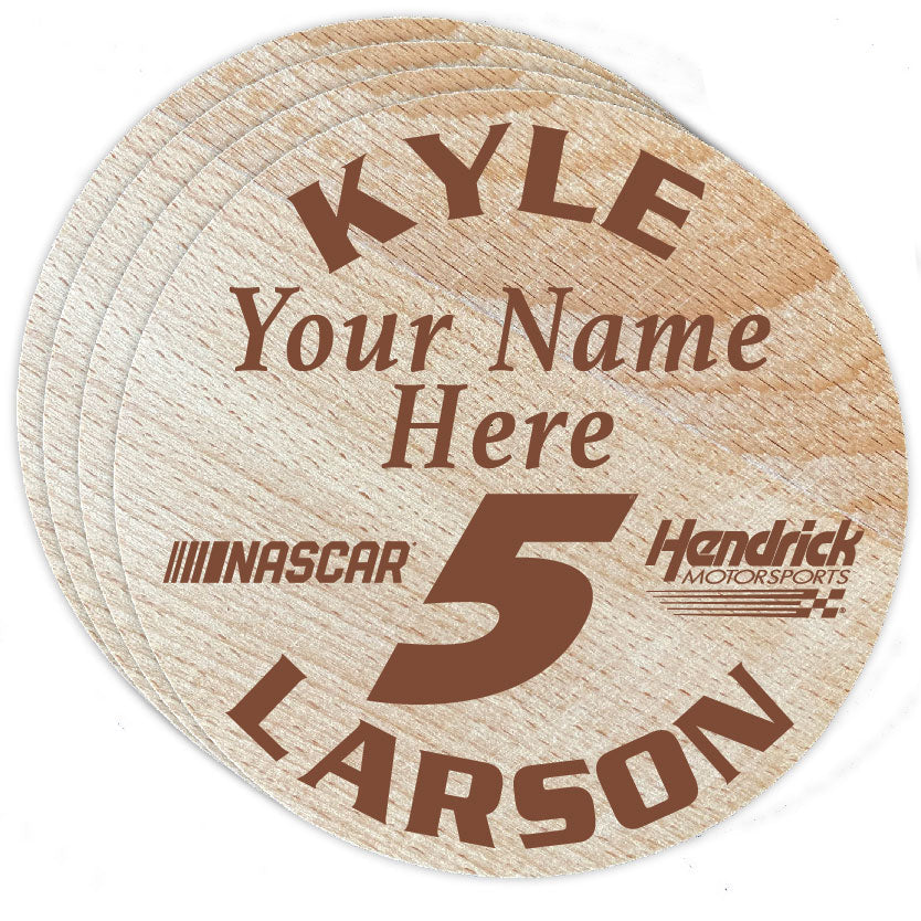 5 Kyle Larson Officially Licensed Customizable Wood Coaster Engraved 4-Pack Image 1