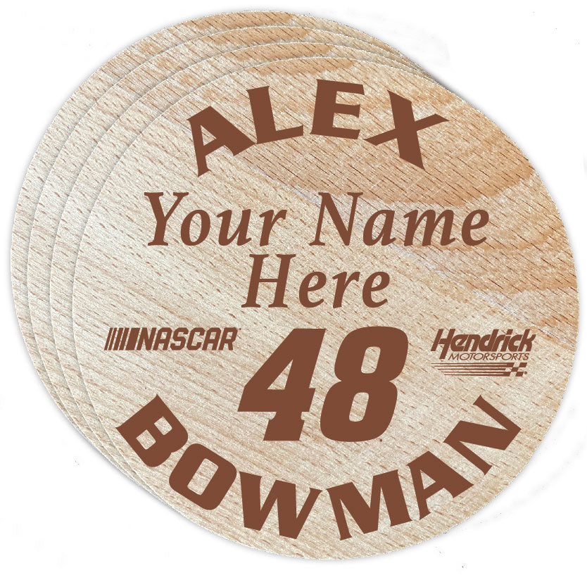 48 Alex Bowman Officially Licensed Customizable Wood Coaster Engraved 4-Pack Image 1