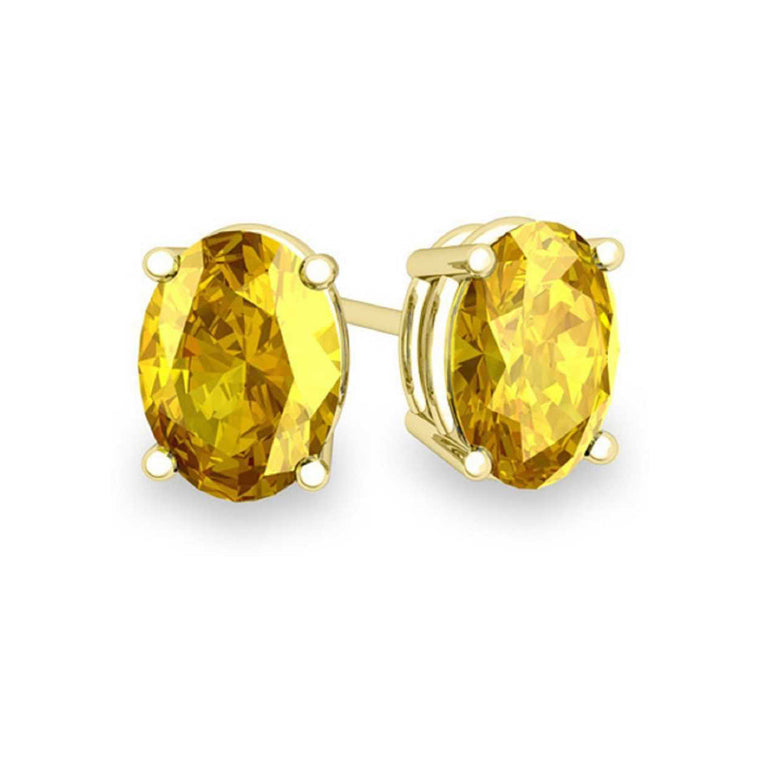 14k Yellow Gold Plated 1-2 Carat Round Created Yellow Sapphire Stud Earrings Image 1