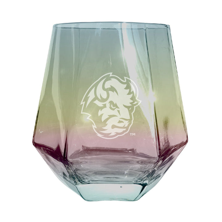 North Dakota State Bison Tigers Etched Diamond Cut 10 oz Stemless Wine Glass - NCAA Licensed Image 1