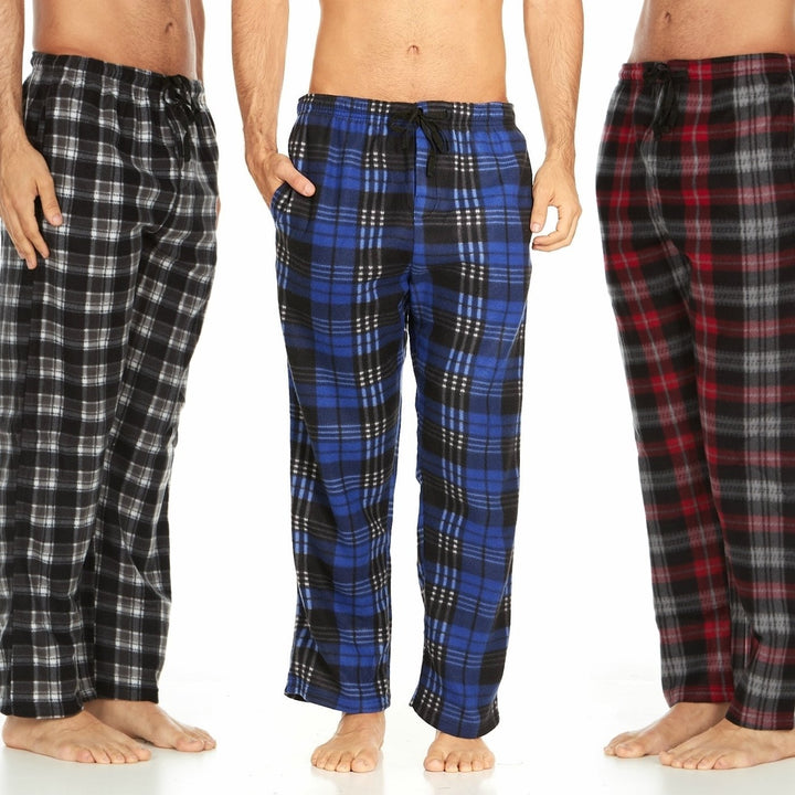 DARESAY Mens Microfleece Plaid Pajama Pants with Pockets 3 Pack Adjustable Fit Image 11