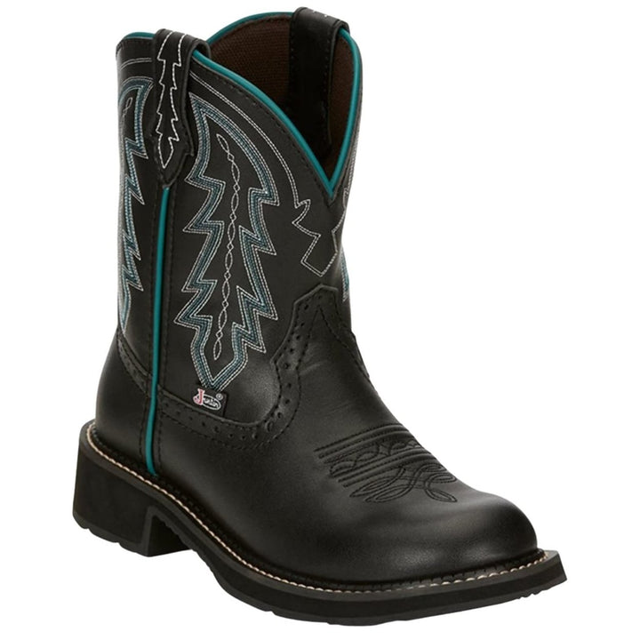 Justin Womens 8" Lyla Western Boot GY9537 Black Full Grain Leather Size One Image 1