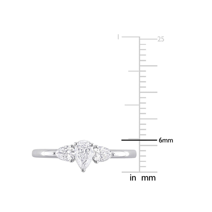 3/5 Carat (ctw H-II1-I2) Three-Stone Pear-Cut Diamond Engagement Ring in 14K White Gold Image 2