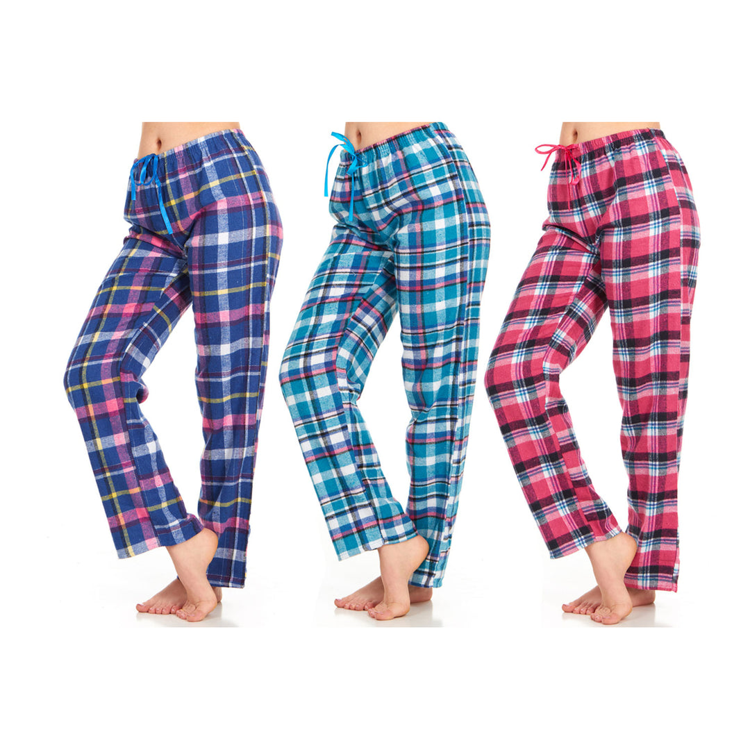 DARESAY Women's Flannel Pajama Pants 3 Packs Image 3