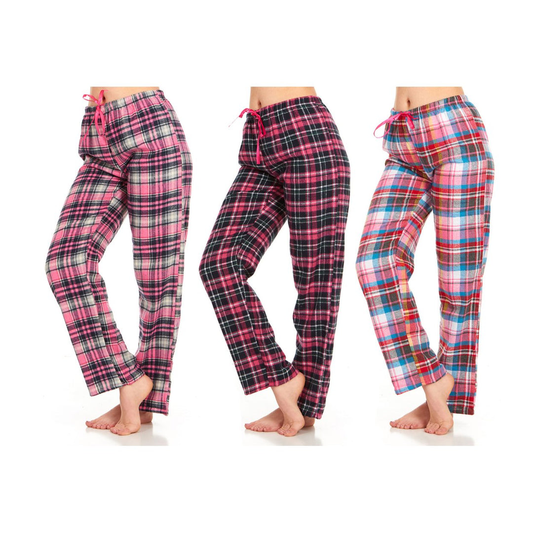 DARESAY Women's Flannel Pajama Pants 3 Packs Image 4