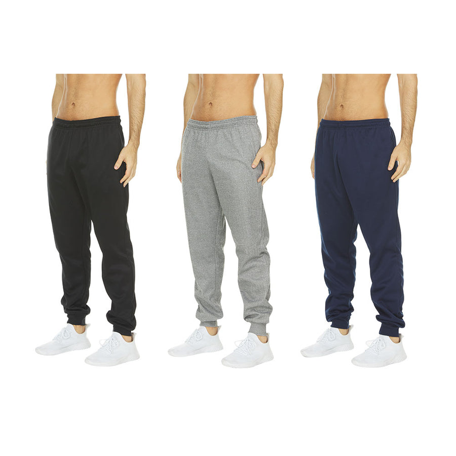 DARESAY [3-Pack] Mens Tech Fleece Joggers Dry Fit Performance Sweatpants Image 1