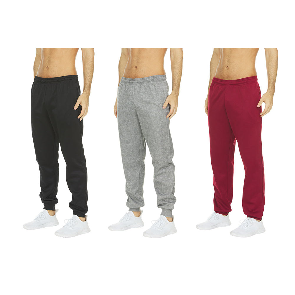 DARESAY [3-Pack] Mens Tech Fleece Joggers Dry Fit Performance Sweatpants Image 4