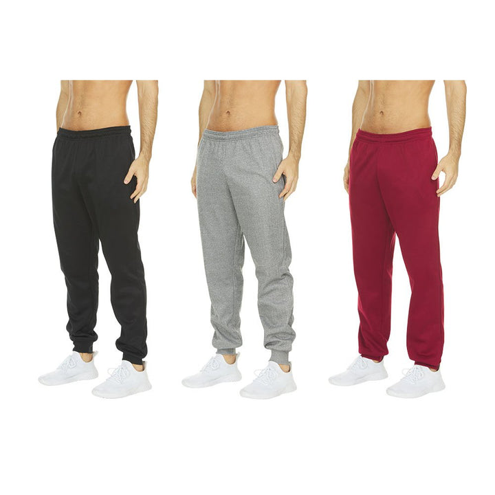 DARESAY Mens Tech Fleece Joggers 3-Pack Dry Fit Performance Sweatpants Image 4