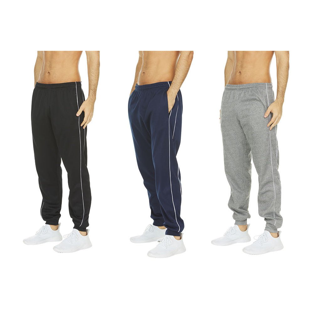 DARESAY [3-Pack] Mens Tech Fleece Joggers Dry Fit Performance Sweatpants Image 6