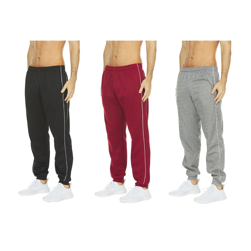 DARESAY Mens Tech Fleece Joggers 3-Pack Dry Fit Performance Sweatpants Image 8