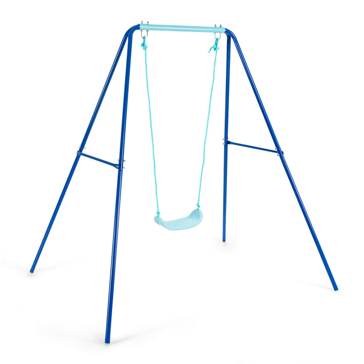 Outdoor Kids Swing Set Heavy Duty Metal A-Frame w/ Ground Stakes Image 9