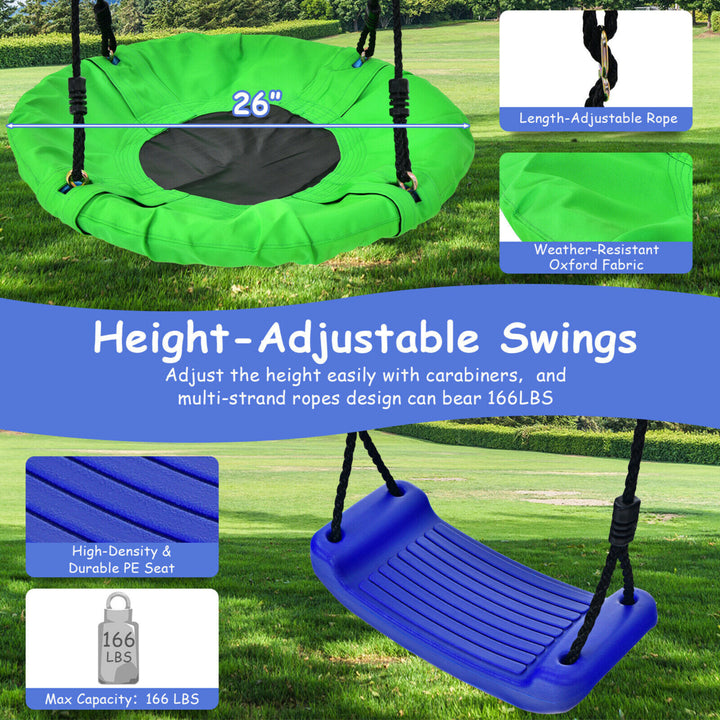 5-In-1 Kids Swing Set for Outdoor W/ Heavy Duty Frame Basketball Hoop and Climbing Ladder Image 8