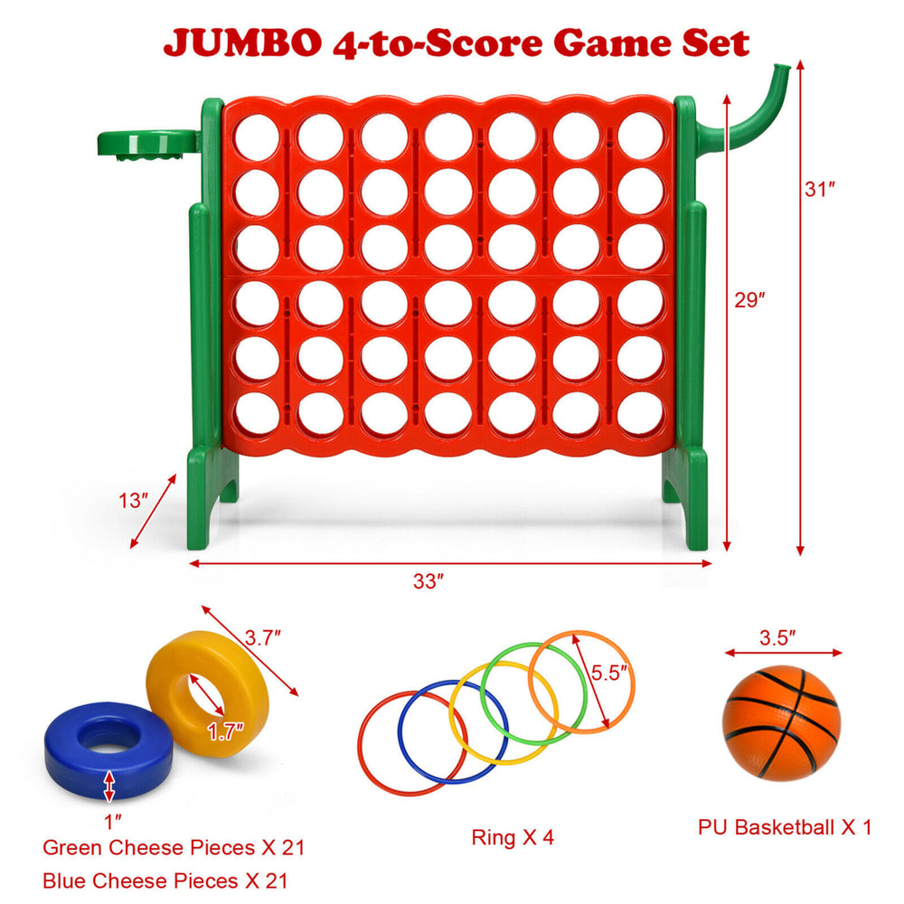 2.5Ft 4-to-Score Giant Game Set Basketball Hoop Ring Game Indoor Outdoor Image 2