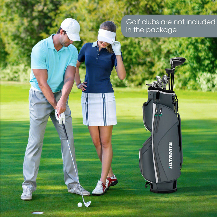 14 Dividers Golf Cart Bag w/ 7 Zippered Pocket Cooler Bag Rain Hood Valuable Bag Image 4