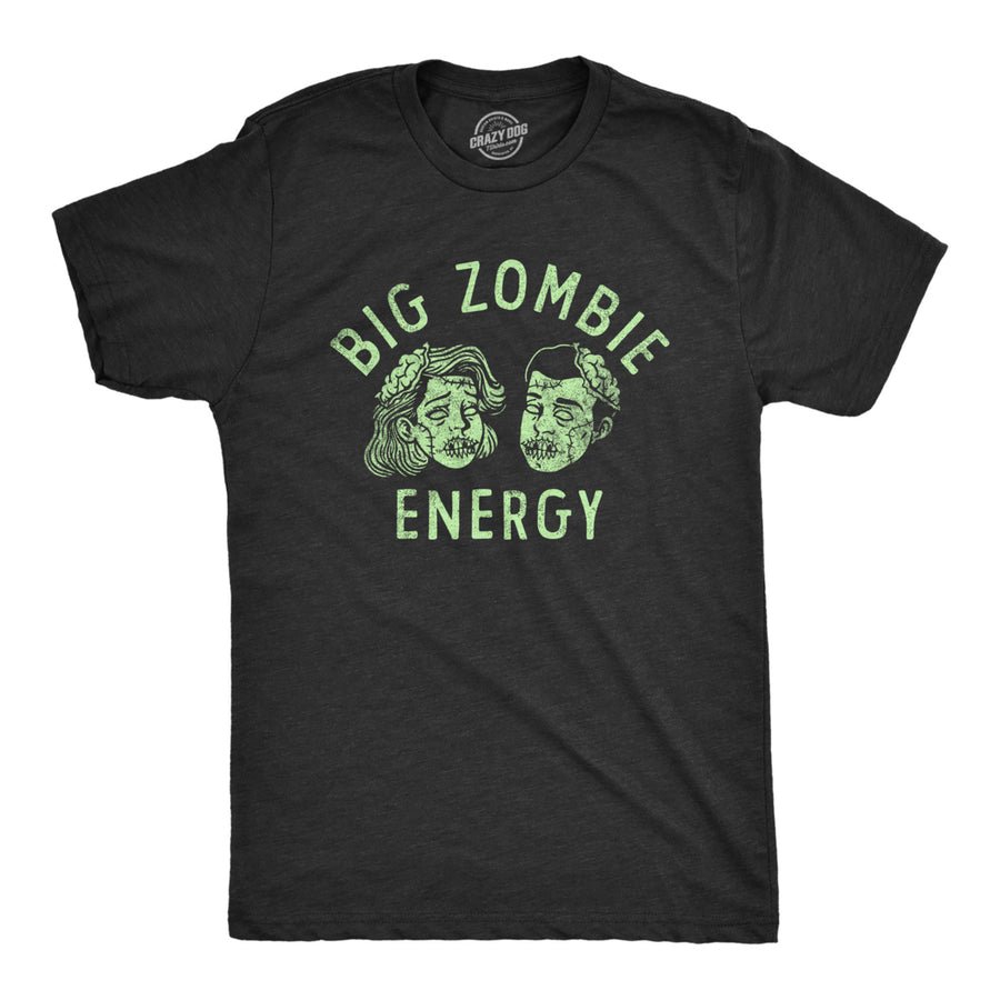 Mens Big Zombie Energy T Shirt Funny Halloween Spooky Undead Vibes Tee For Guys Image 1