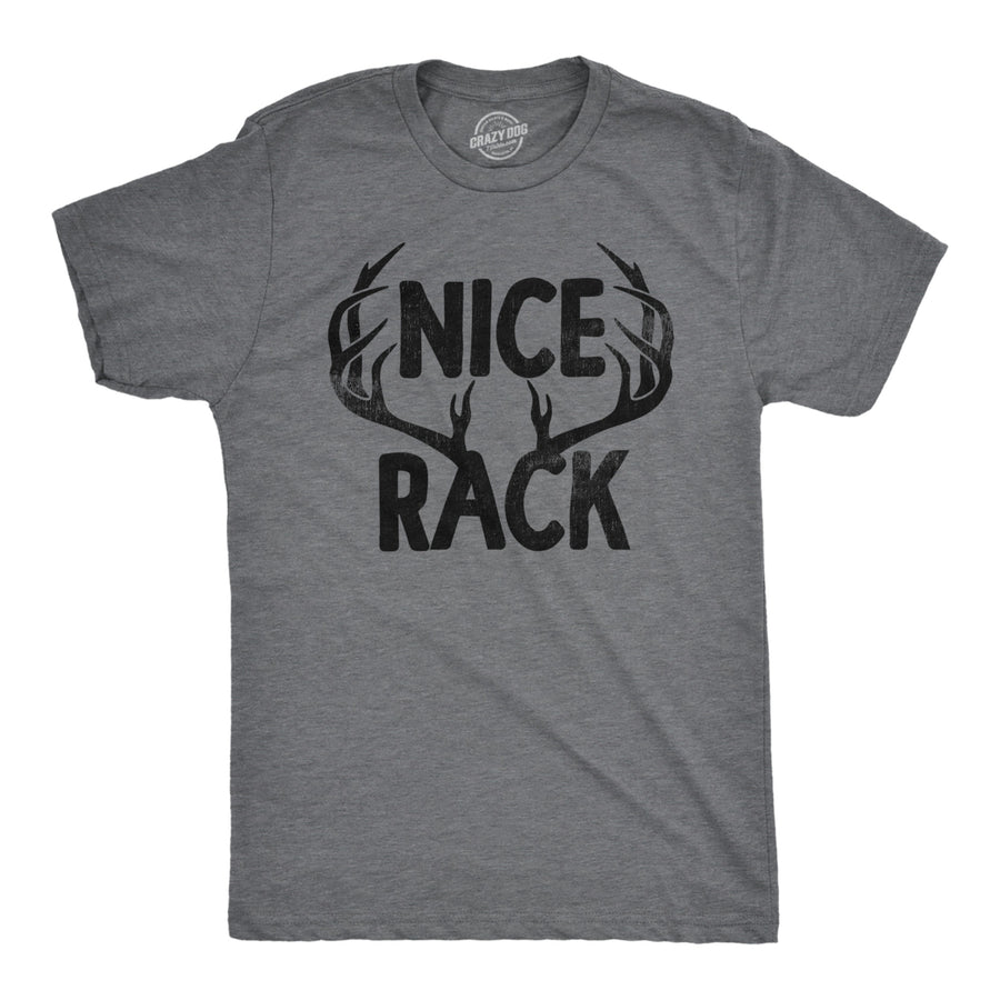 Mens Nice Rack T Shirt Funny Deer Hunter Antlers Joke Tee For Guys Image 1