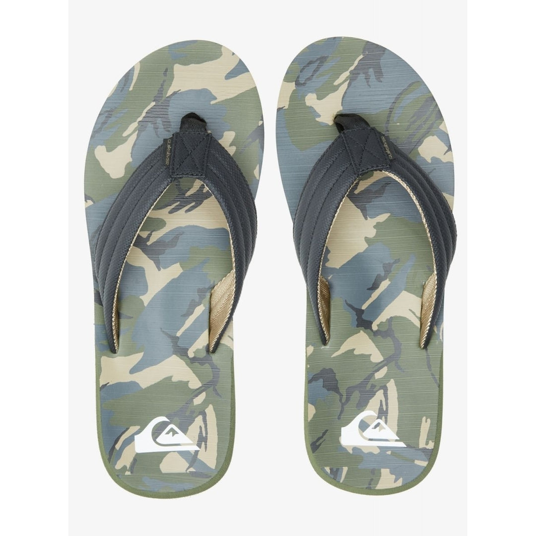 Quiksilver Mens Carver Print Flip Flop Sandals Black Green Grey AQYL101240 Image 4