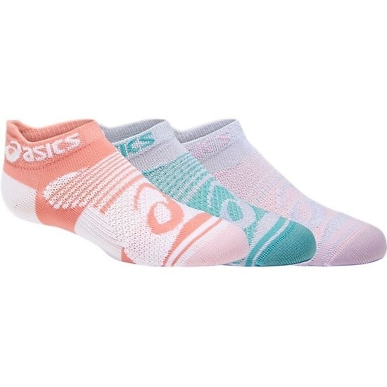 ASICS Youth Quick Lyte Plus Socks (3 pairs) Light Grey Heather/Guava - 3034A042-630 LIGHT GREY HEATHER/GUAVA Image 1