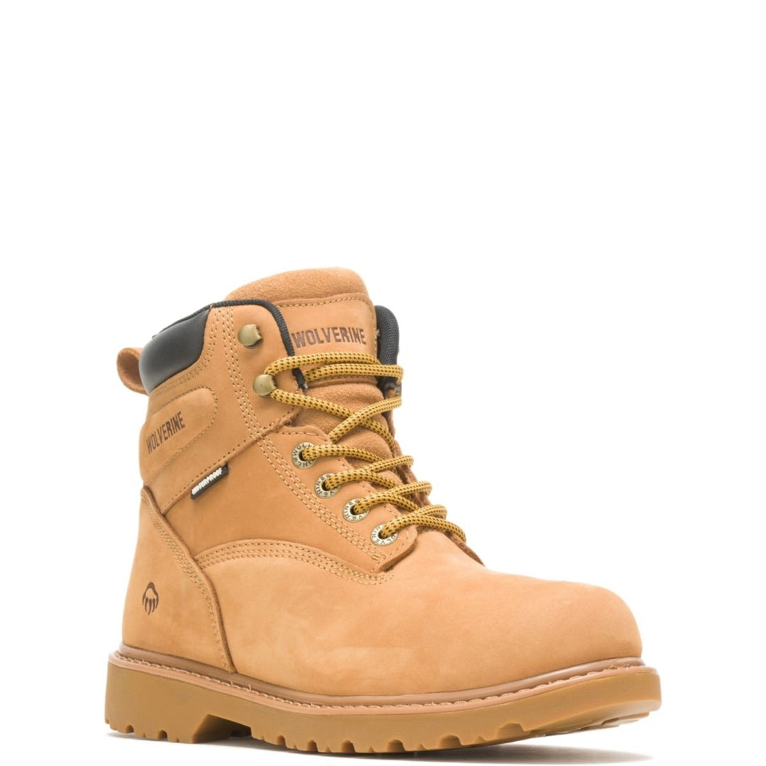 WOLVERINE Mens Floorhand 6" Waterproof Steel Toe Work Boot Wheat -W10632 WHEAT NUBUCK Image 2