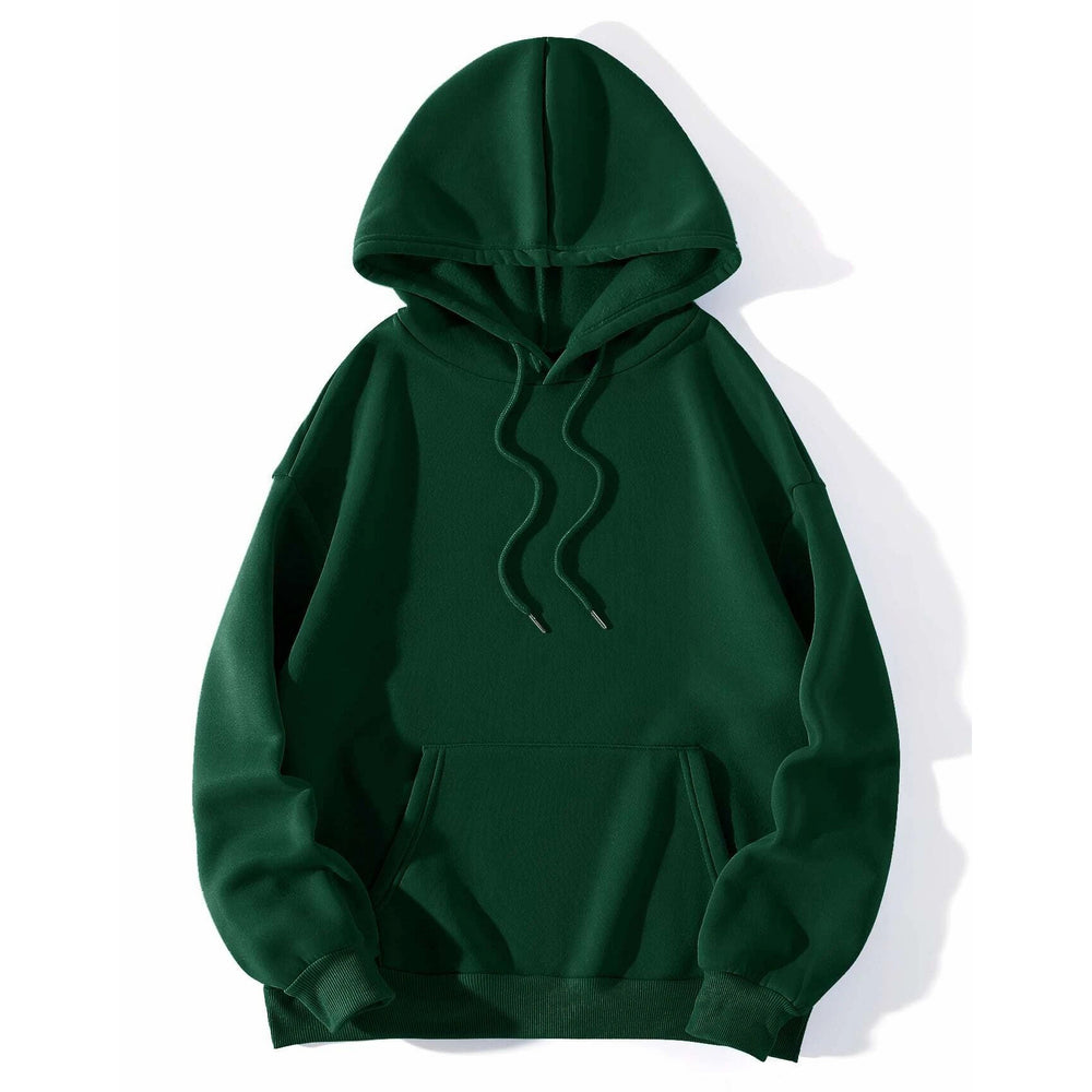 Mushroom And Slogan Graphic Kangaroo Pocket Thermal Lined Drawstring Hoodie Image 2