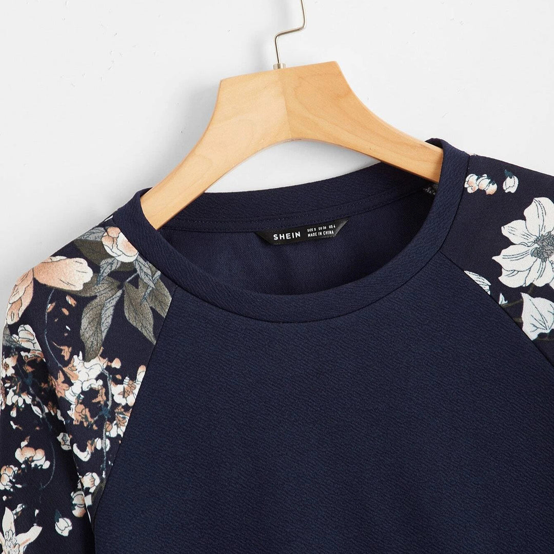 Floral Raglan Sleeve Pullover Image 4