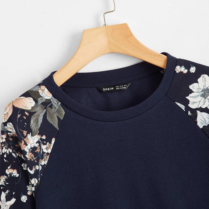 Floral Raglan Sleeve Pullover Image 4