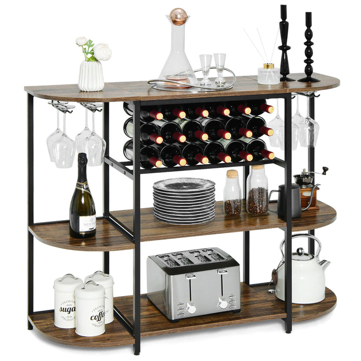 Wine Rack Table Coffee Bar Cabinet Freestanding Liquor Stand Glass Holder Image 4