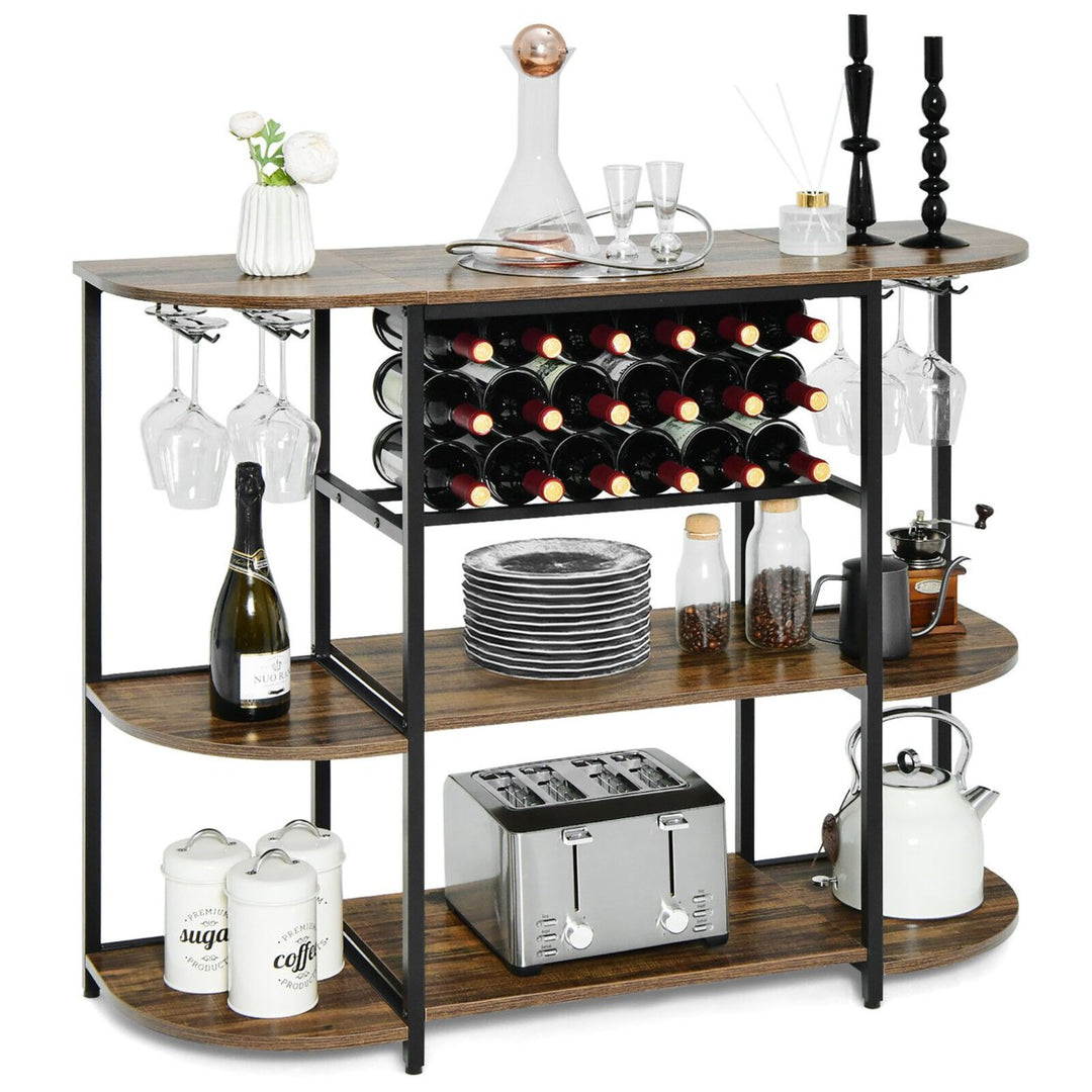 Wine Rack Table Coffee Bar Cabinet Freestanding Liquor Stand Glass Holder Image 1