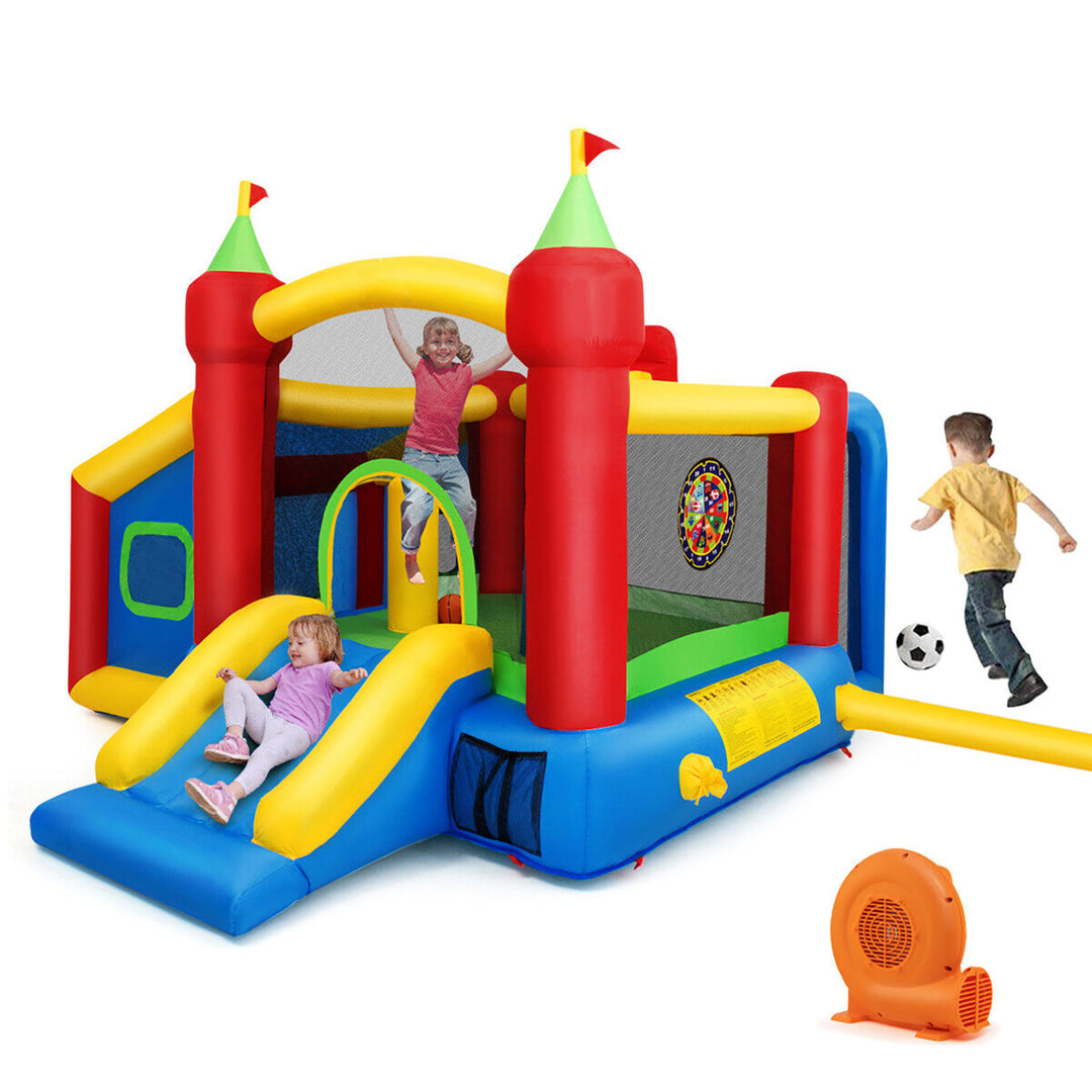 Kids Inflatable Bounce House Play Slide Jumping Castle Ball Pit with 550W Blower Image 1