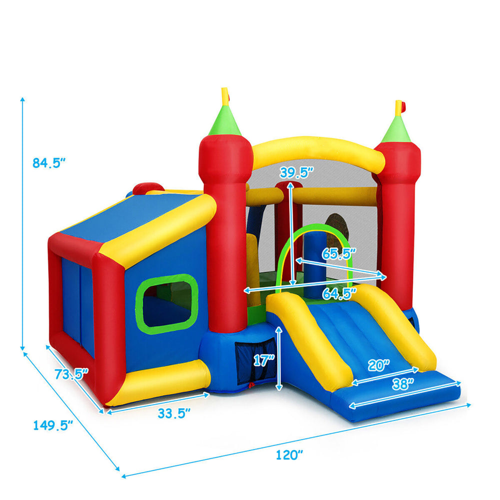 Kids Inflatable Bounce House Play Slide Jumping Castle Ball Pit with 550W Blower Image 2
