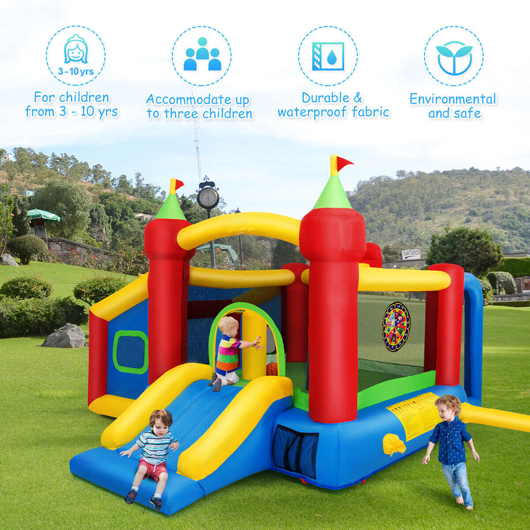 Kids Inflatable Bounce House Play Slide Jumping Castle Ball Pit with 550W Blower Image 3